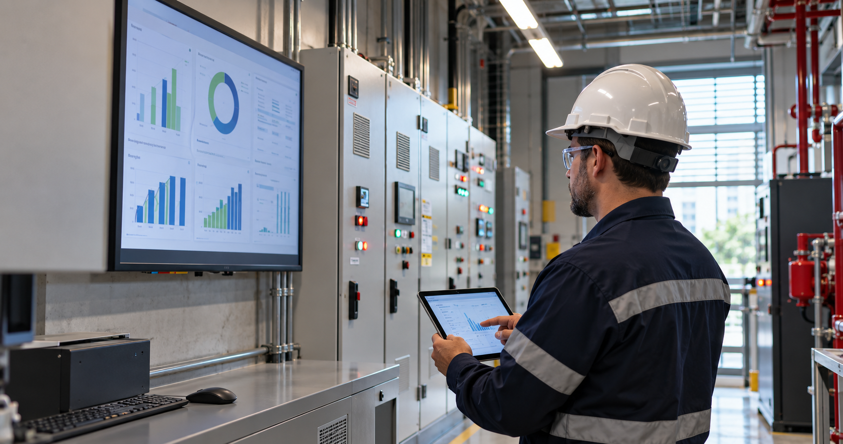 Profissional acompanhando indicadores de consumo no Mercado Livre de Energia