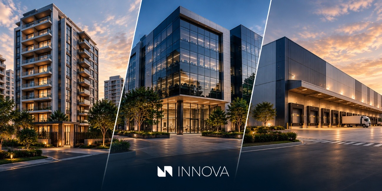 Edifício residencial, empreendimento corporativo e galpão logístico, três tipos de empreendimento no gerenciamento de propriedades