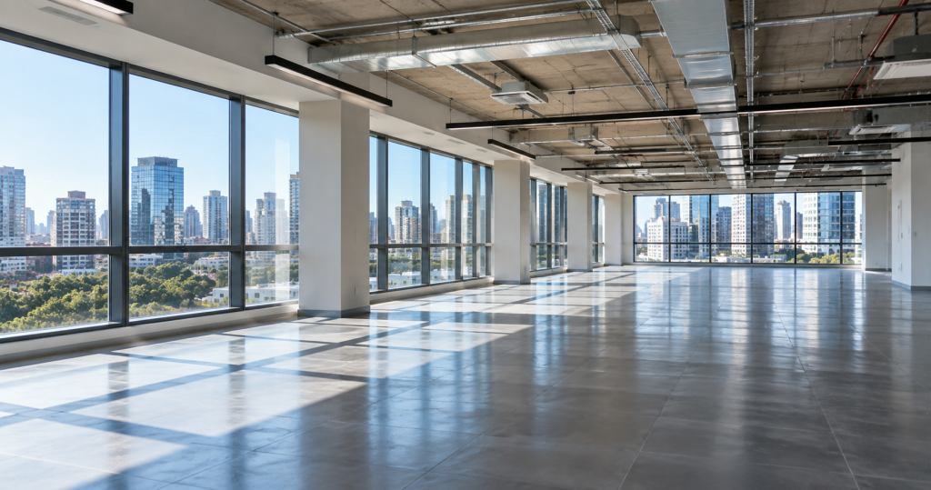 Andar corporativo vazio disponível para locação corporativa